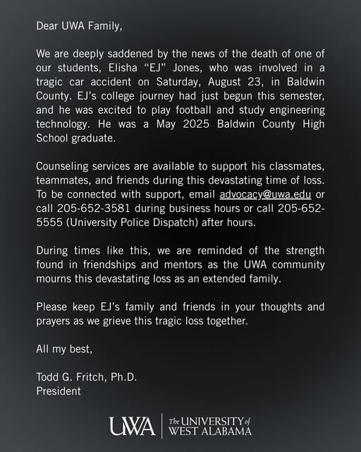 Elisha “EJ” Jones Obituary: University of West Alabama Student and Athlete Dies in Car Accident