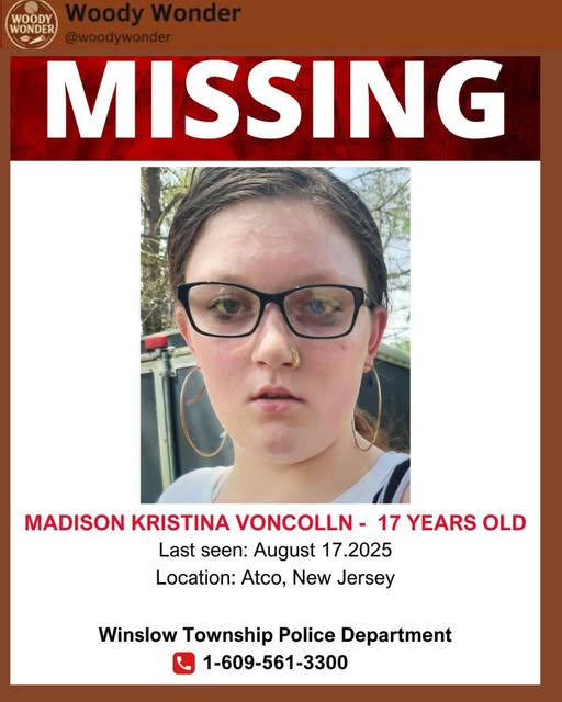 MISSING JUVENILE ALERT: 17-Year-Old Madison Kristina Voncolln Missing from Atco, New Jersey