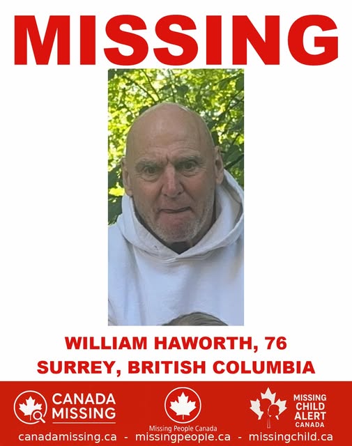 Urgent Search for Missing Surrey Teacher Bill Haworth, 76