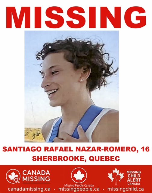 MISSING PERSON: 16-Year-Old Santiago Rafael Nazar-Romero Last Seen in Sherbrooke, Quebec