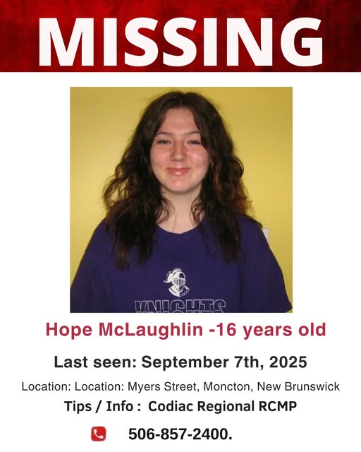 Missing Teen Alert – Moncton, New Brunswick
