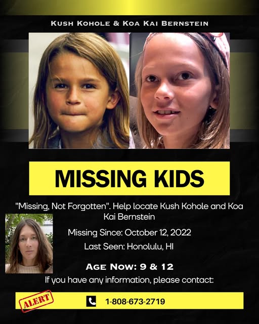 Still Missing: Kush Kohole & Koa Kai Bernstein — Last Seen in Honolulu on October 12, 2022