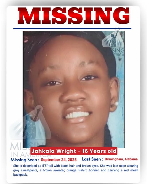 Missing Person Alert: 16-Year-Old Jahkala Wright Missing in Birmingham, Alabama