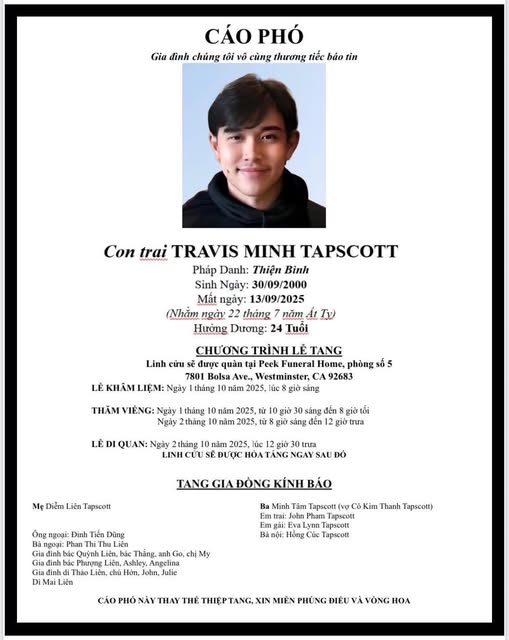 Travis Minh Tapscot Obituary: 24-Year-Old Westminster, CA Resident Identified as Victim in Fatal Accident