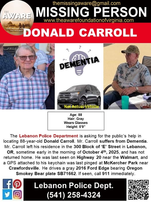 MISSING: 88-Year-Old Donald Carroll of Lebanon, OR