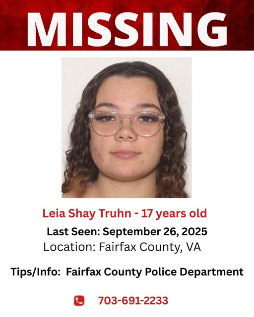 Urgent Search for 17-Year-Old Leia Shay Truhan Missing from Fairfax County, Virginia