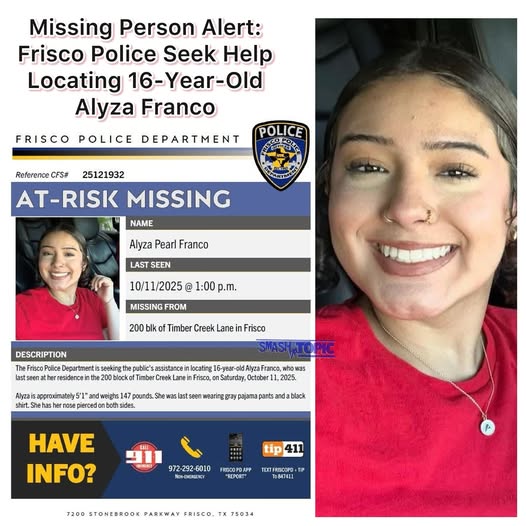 MISSING PERSON ALERT: 16-Year-Old Eliza Franco Missing in Frisco, TX
