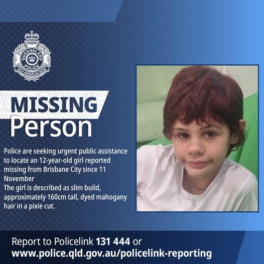 Urgent Missing Person Alert: 12-Year-Old Girl Missing in Brisbane City