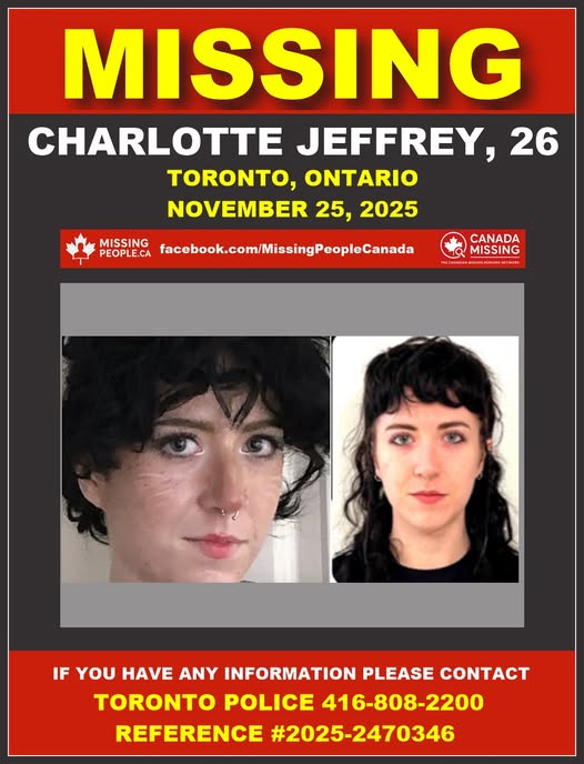 Charlotte Jeffery Missing for Over Two Weeks After Last Seen in Toronto and Burlington